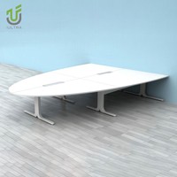 Table de conférence vidéo modulaire semi-ovale extensible IULTRA moderne pour espace de travail, en MDF écologique, idéale pour les écoles