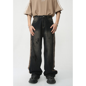 Nuovi <span class=keywords><strong>Jeans</strong></span> da <span class=keywords><strong>Uomo</strong></span> alla Moda con Lavaggio Sbiadito <span class=keywords><strong>Grigio</strong></span>, Alta Qualità, Casual, Effetto Vissuto, <span class=keywords><strong>Jeans</strong></span> Vintage Personalizzati a Gamba Dritta e Larga - Product Image 1