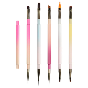 Lot de 5 pinceaux à double tête avec manche métallique pour nail art, gel UV et peinture acrylique – Fournitures de manucure - Product Image 1