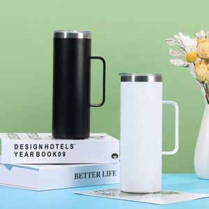 แก้วกาแฟสแตนเลสเก็บความร้อนขนาด 20 ออนซ์ พร้อมฝาและหูจับ - แก้วกาแฟแบบสุญญากาศสำหรับแคมป์ปิ้ง - Product Image 4