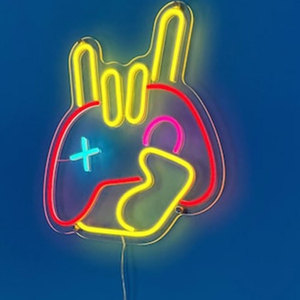 Panneau lumineux LED « I Love You », enseigne néon <span class=keywords><strong>en</strong></span> forme de main, geste de main rock, panneau lumineux LED pour décoration de chambre - Product Image 2