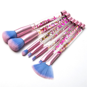 Quicksand Liquid glitter 7 Powder Eyeshadow brush Soft hair Clear crystal handle Makeup brush set Beauty makeup tool