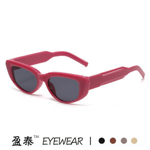 แว่นกันแดดทรงแคทอายกรอบเล็กผู้หญิงพีซี ยูวี 400 สีดำแฟชั่นสไตล์สตรีทลำลองเรียบง่ายระดับไฮเอนด์อินเทรนด์ - Product Image 4