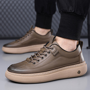Chaussures décontractées pour hommes en cuir, à bout rond, à lacets, confortables, pour l'extérieur, toutes saisons - Product Image 3