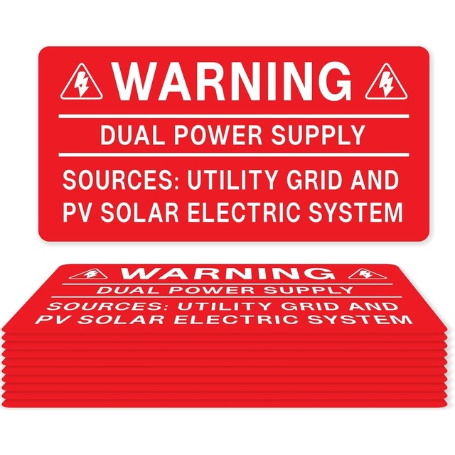 Solar Label Pack,  Warning-Dual Power Supply-Sources: Utility Grid and PV Solar Electric System