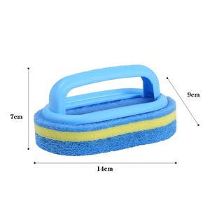 Poignée Brosse de nettoyage Éponge pour cuisine et salle de bain Carrelage Nettoyage Épaissie Plastique Fil Pot Piscine Brosse Main Agent Achat - Product Image 6