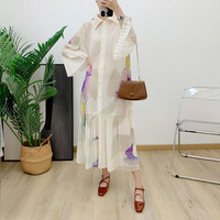 Vestido Maxi Africano de Diseñador, Tipo Caftán, Plisado, con Estampado Floral, Mangas Largas, Ecológico, Tallas Grandes, para Mujer, ODM