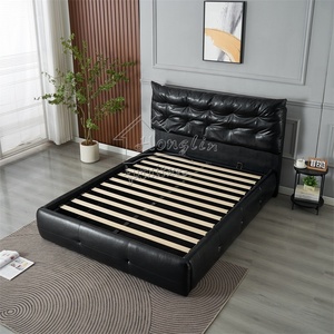 <span class=keywords><strong>Letto</strong></span> <span class=keywords><strong>matrimoniale</strong></span> moderno in pelle nera imbottito con <span class=keywords><strong>testiera</strong></span> trapuntata e struttura in legno, mobili <span class=keywords><strong>letto</strong></span> morbidi - Product Image 2