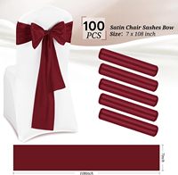 Nouvelle Housse de Chaise en Satin Rouge avec Nœud Arrière pour Décoration de Chaises de Fête, Cérémonie et Banquet