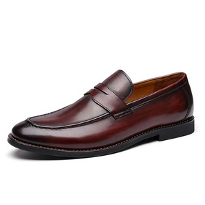 <span class=keywords><strong>Scarpe</strong></span> Casual da uomo con gambe estive in vera pelle di vacchetta con suola spessa mocassini Slip-On con motivo solido - Product Image 1
