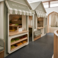 Taman Bermain Dalam Ruangan Sage-cream Morandi Walk-in Playhouse Lebih Tinggi Dari Seorang Manusia, Tampilan Jalanan Dongeng, Kualitas Museum