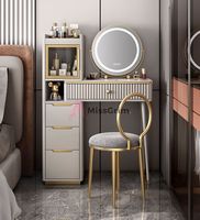 Coiffeuse Maquillage Lumineuse avec Miroir LED, Table de Maquillage Moderne pour Chambre à Coucher
