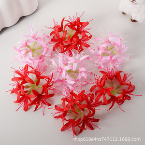 Têtes de fleurs artificielles de lys araignées rouges 6 cm en soie pour décoration de mariage et arrangements hôteliers - Product Image 4