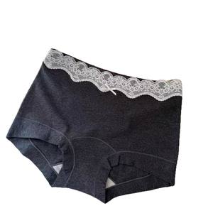 Mutande A <span class=keywords><strong>angolo</strong></span> piatto A quattro angoli A vita media senza cuciture da donna in pizzo antibatterico di qualità con fondo di sicurezza mutandine da donna - Product Image 5