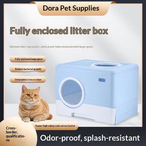 Bac à litière carré entièrement fermé pour chat avec accès par le haut, contrôle des odeurs, compatible caméra, grande taille - Product Image 3