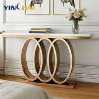 Table console ronde de haute qualité, directement de l'usine, style moderne, pour entrée, couloir, salon, salle à manger, meubles multifonctionnels en marbre