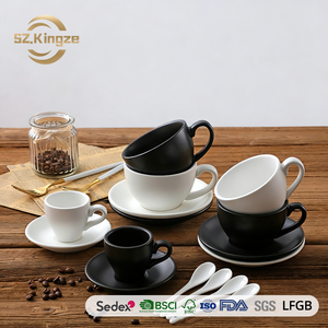 Kingze Gepersonaliseerde Geschenken Nieuwe Aanwinst Europese Espresso Koffiekopjesset Matte Keramische Mokken Koffiekopje en Schotel - Product Image 1