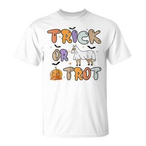 T-shirt Trick Or Trot Halloween Pumpkin Ghost Horse - Product Image 1