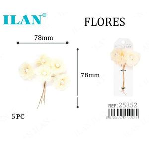 ILAN Fiori di Lino con Perline da 78mm, Set da 5 Pezzi per Lavori Artigianali - Product Image 1