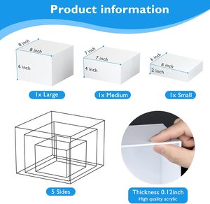 HQ trắng tự phục vụ nhà hàng Rack hiển thị với 3 hộp Acrylic dọc bàn ăn hiển thị mô hình s20240228 - Product Image 5