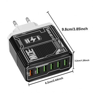 6-in-1 QC3.0 Fast Charger <b>USB</b> <b>Hub</b> EU/US/UK Travel Plug for Phones & Tablets - Product Image 6