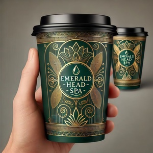 Vaso de Papel para Bebidas Calientes con <span class=keywords><strong>Tapa</strong></span>, Personalizado con Logotipo, Ecológico, Desechable, de Pared Simple o Doble, con Lámina Dorada - Product Image 1