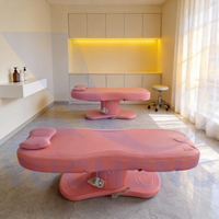 Mobilier de salon de beauté et d'hôpital, lit de spa facial cosmétique rose, table de massage électrique moderne de luxe à 3 moteurs