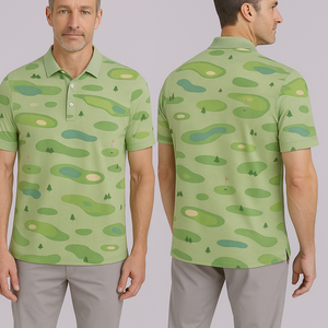 Golf pour homme 2025, personnalisé, luxe, avec logo brodé, en maille extensible dans les 4 sens, respirant, décontracté, 100 % polyester, impression numérique par sublimation - Product Image 1