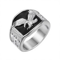 Bague pour homme en acier inoxydable plaqué or 18 carats, motif aigle ailé, style décontracté, pour anniversaire, faite à la main, usage quotidien