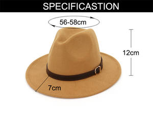 Chapeau Fedora Vintage X3025 Unisexe en Laine avec Décoration Corde et Boucle de Ceinture – Chapeau Formel pour Femme - Product Image 3