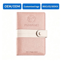 Dompet Passport Kulit PU Berkualitas Tinggi Anti RFID dengan Kancing untuk Tempat Kartu Kredit & Kartu Identitas, Tersedia