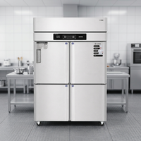 Réfrigérateur-congélateur vertical commercial à 4 portes, refroidissement par air, en acier inoxydable, double température, pour restaurant, hôtel, équipement de cuisine