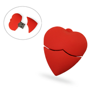 Memoria USB Personalizada con Logotipo en Forma de Corazón, Memoria USB de Goma PVC al por Mayor, Memoria USB de 8GB 16GB 32GB