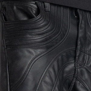 Pantaloni Cargo da <span class=keywords><strong>Uomo</strong></span> Neri Oversize in Ecopelle PU a Vita Alta con Zip Stile Decostruito Streetwear Hip Hop - Product Image 6