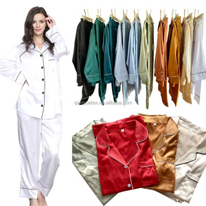 Pijamas de Novia para Damas de Honor, Mujeres, Manga Larga y Pantalones, Conjunto de Pijamas de Seda y Satén para Boda - Product Image 1
