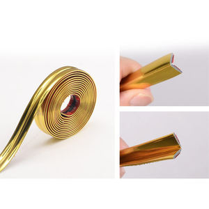 Bande décorative autocollante en PVC effet métal, profilé en T, pour carrelage mural, porte d'armoire, canapé, meubles, en acier inoxydable, pour décoration - Product Image 3