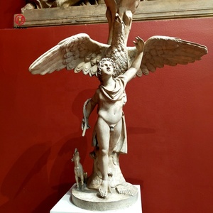 Scultura greca in marmo a grandezza naturale con pietra naturale Canymede Zeus aquila a grandezza naturale su misura - Product Image 1