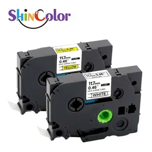 ShinColor HSe-231 11.7mm HSe 631 isolasi Label tabung Heat-Shrink HSe631 hitam di Putih Hitam pada kuning kompatibel untuk Brother p-toucc