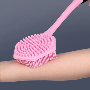 Silicone Bath Scrubber Dual-Sided Massage & Cleaning Shower Brush Ergonomic Long Handle Grip Bathroom Back Scrubber - Product Image 1