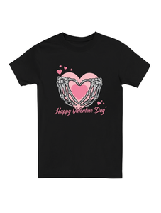 T-shirt unisex con stampa grafica a cuore scheletrico per San Valentino, girocollo, manica corta, in jersey di cotone, casual, primavera estate - Product Image 1