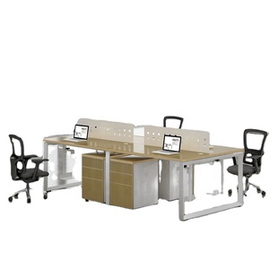 <span class=keywords><strong>BERSON</strong></span>-mesas de lectura para ordenador de oficina, patas de mesa de acero, Cara de cara, marco de 4 asientos, baratas - Product Image 1