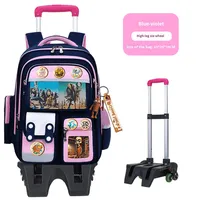 Nouveau sac à dos à roulettes pour l'école primaire, élèves de la 2e à la 6e année, grande capacité, sac à dos pour garçons, microfibre, personnages de dessins animés