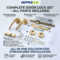 Koppalive – Ensemble de serrures de porte haut de gamme en laiton, couleur or, anti-effraction, poignées à levier silencieuses pour villas, salles de bain, chambres à coucher, portes en bois