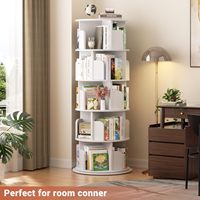 Bibliothèque pivotante moderne en bois massif blanc à 5 niveaux, étagère d'angle rotative à 360° pour salon, école, hôtel