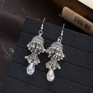 女式复古波西米亚金耳环雕刻铃铛串珠流苏长民族部落印第安饰品时尚悬挂 - Product Image 2