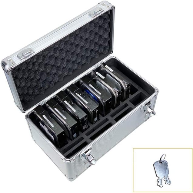 2.5" / 3.5" IDE/SATA/HDD Protection Case Shockproof EVA Carrying Case Aluminum Storage Box for 8 X 3.5 & 6 X 2.5 Inch Hard Drive