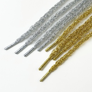 Lacets en maille tressée crochetée, creux, dorés et argentés, avec chaîne à maillons, 8 mm, à paillettes, accessoires pour chaussures décontractées, sac cadeau - Product Image 1