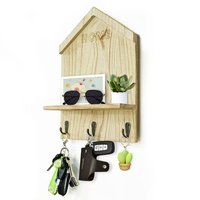 Porte-clés mural en forme de maison en bois, étagère murale pour clés, crochets décoratifs pour l'entrée de la maison