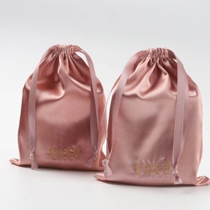 Pochette cadeau en satin imprimée avec logo personnalisé pour sous-vêtements, lingerie, ou sac à cheveux en satin doux avec cordon de serrage - Product Image 2