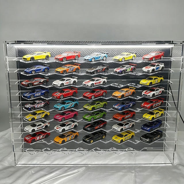 Custom 1/64 Scale Diecast Car Display Case Toy Car Showcase Model Car Acrylic Display Case with LED Light